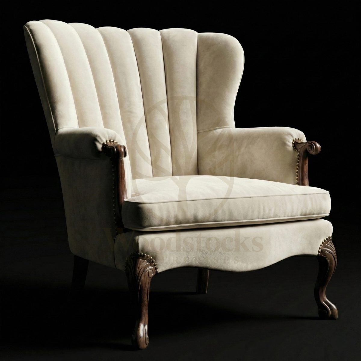Royal Hand Carved Teak Neoclassical Dawn Salon Chair, Saharanpur, Living Room Chair