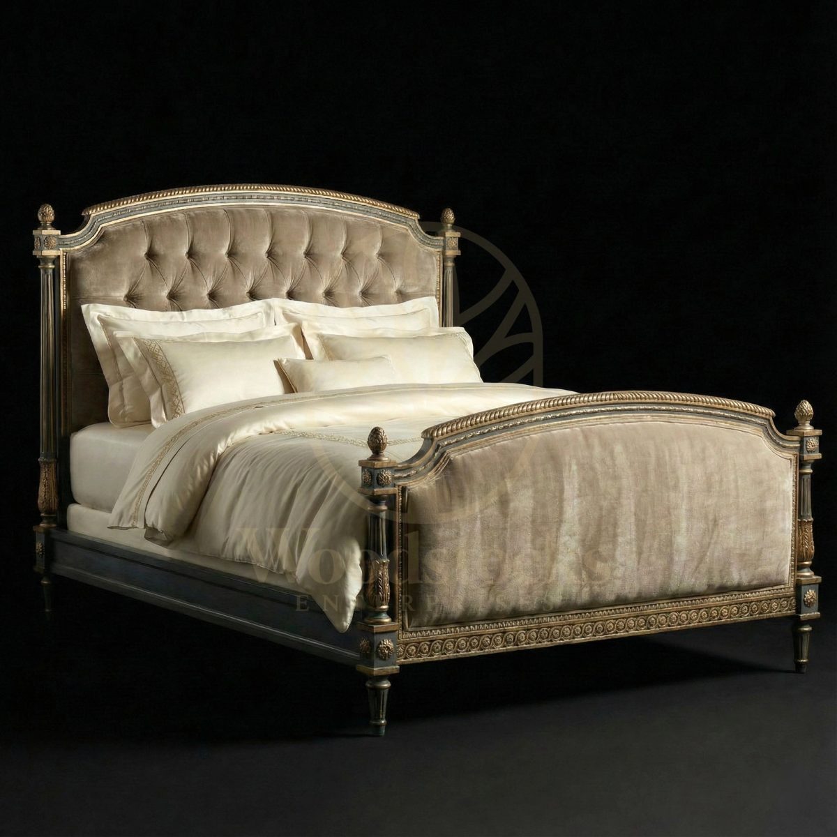 Royal Hand Carved Teak Rue Saint-Dominique Bed à la Grecque, Saharanpur, King Size Bed