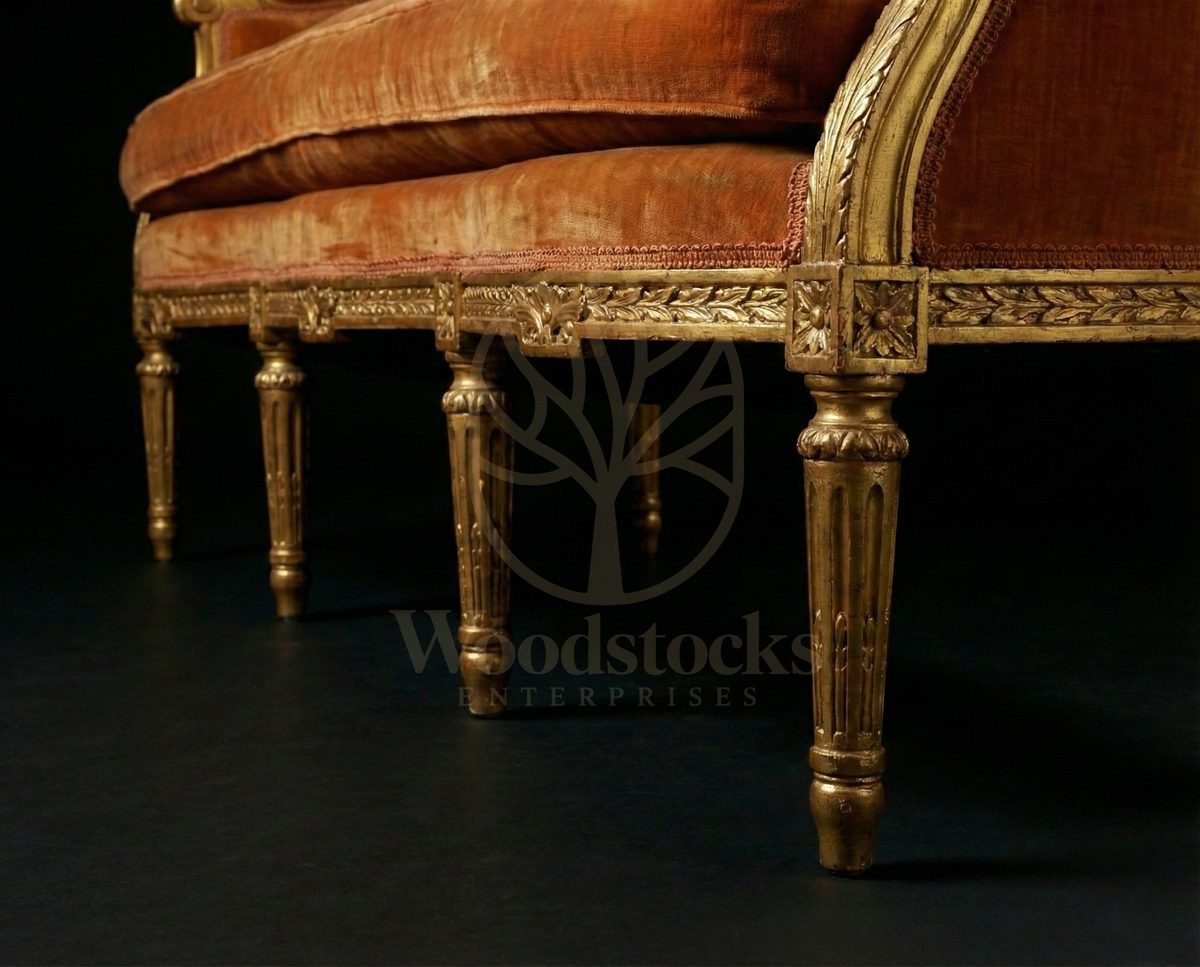 Royal Hand Carved Teak Parisian Giltwood Salon Suite, Saharanpur, view 4