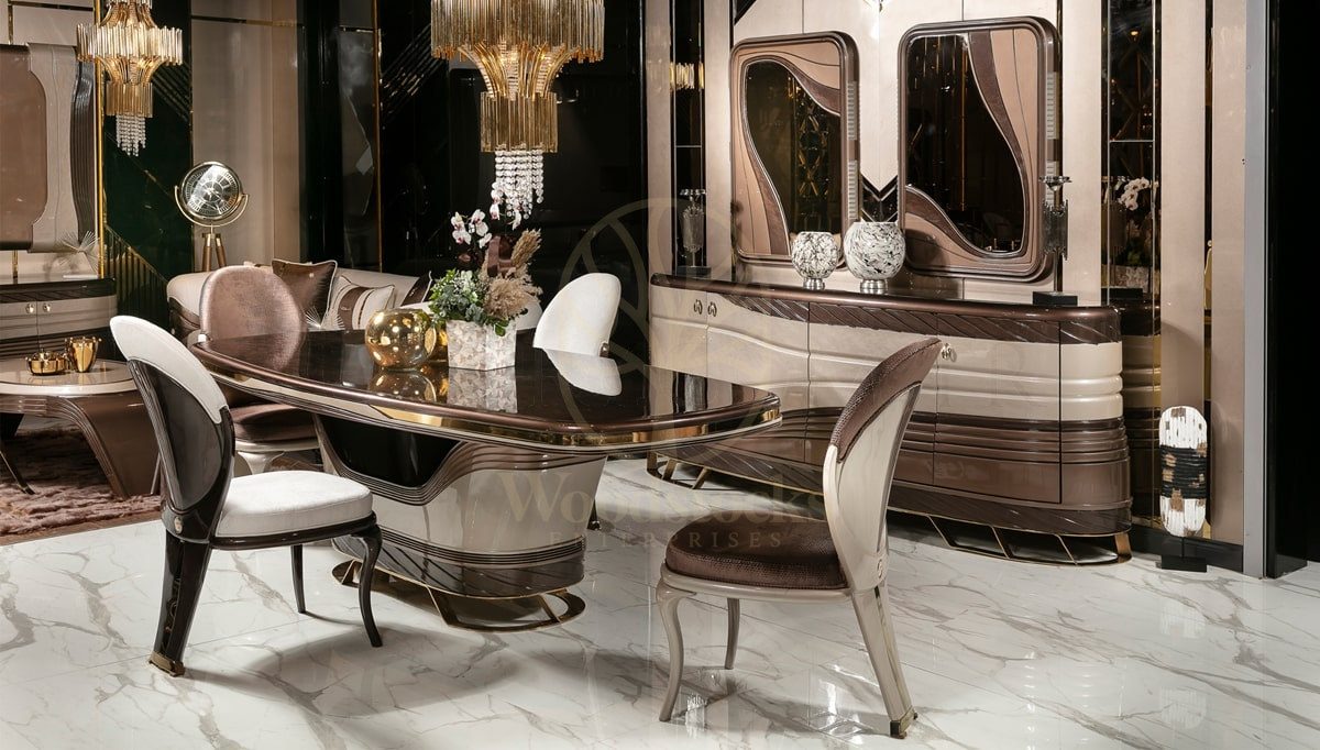 Luxury Zenon Handcrafted Teak Dining Table Set, Saharanpur, Dining Table