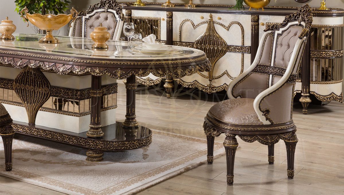Royal Nirvana Hand Carved Teak Dining Table Set, Saharanpur, view 4