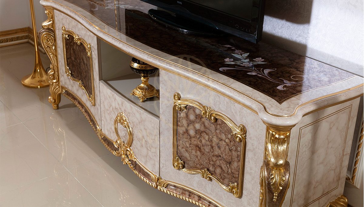 Royal Kayihan Hand Carved Teak TV Cabinet, Saharanpur, view 2