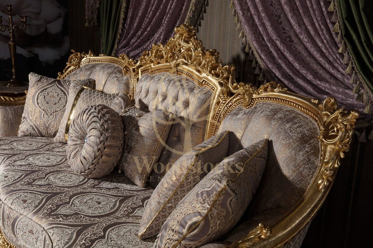 Teak Sovereign Antique Gold and Brown Sofa Set, view 6