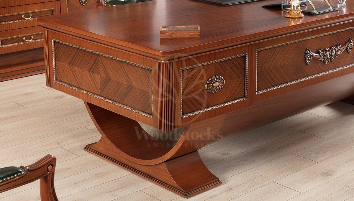 Royal Sarika Hand Carved Teak Office Table, Saharanpur, view 8