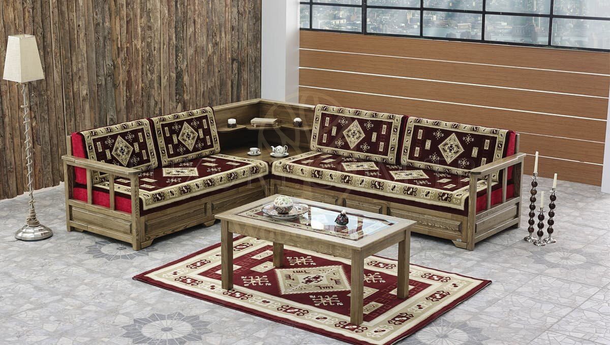 Royal Gabonas Hand Carved Teak L-Shape Sofa, Saharanpur, L Shape Sofa