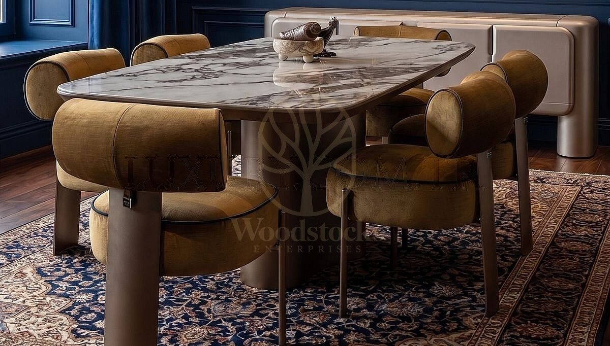 Luxury Rivora Handcrafted Teak Dining Table Set, Saharanpur, view 2