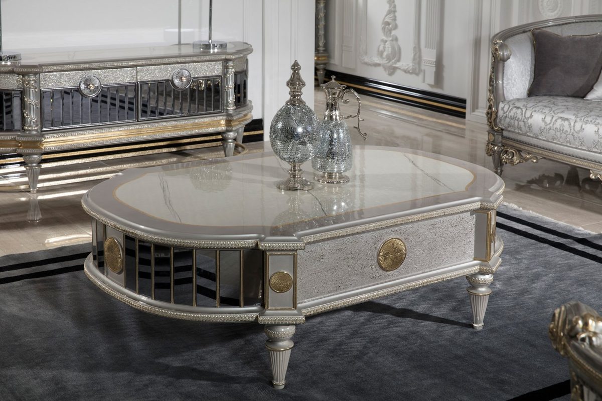 Teak Nora Silver Grey Center Table, Center Table