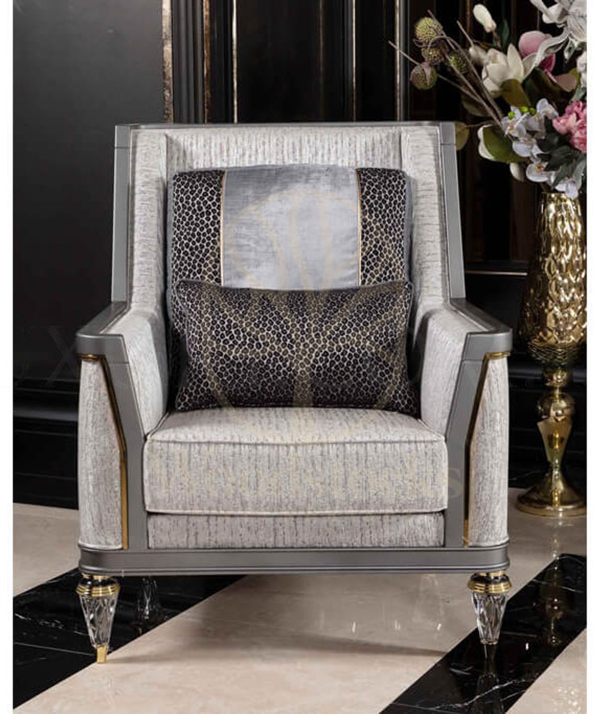 Luxury Viterbo Grey Handcrafted Teak Sofa Set, Saharanpur, view 9