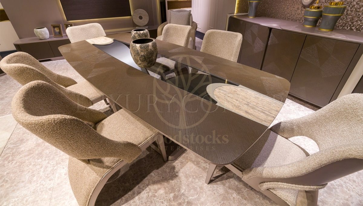 Luxury Loritas Handcrafted Teak Dining Table Set, Saharanpur, view 5