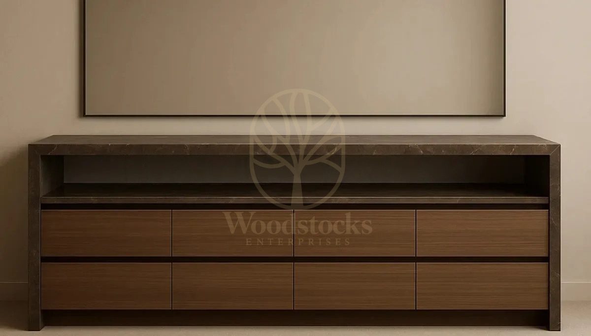 Luxury Roma Walnut Handcrafted Teak TV Cabinet, Saharanpur, view 3