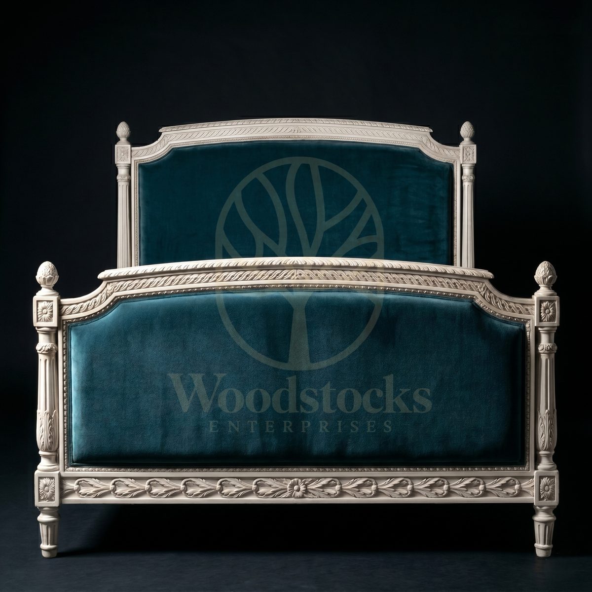 Royal Hand Carved Teak Petit Trianon Louis XVI Bedstead, Saharanpur, view 3