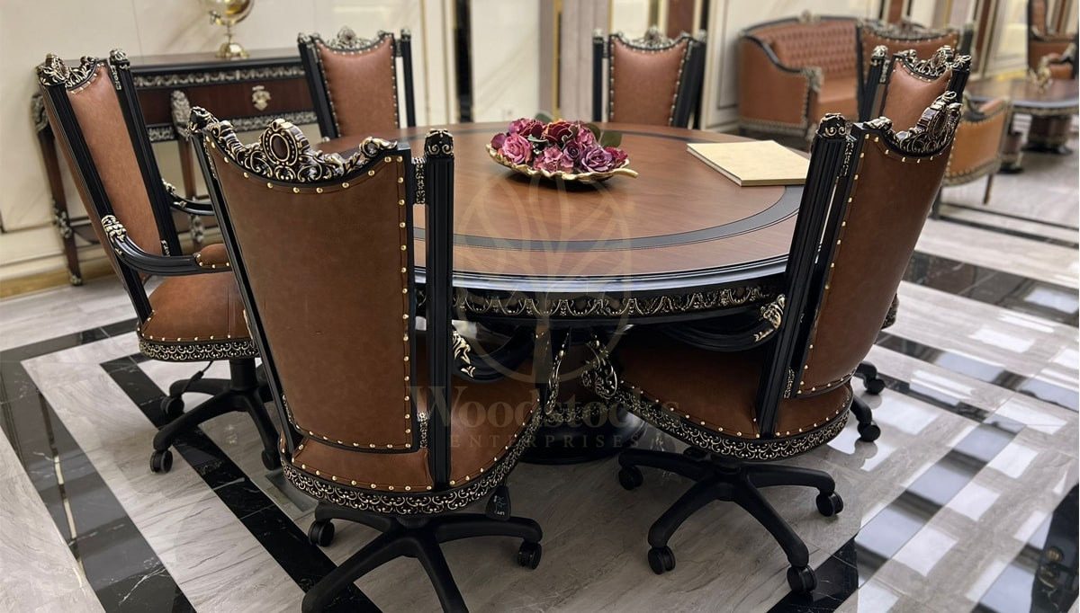 Royal Kolan Hand Carved Teak Office Table, Saharanpur, view 7