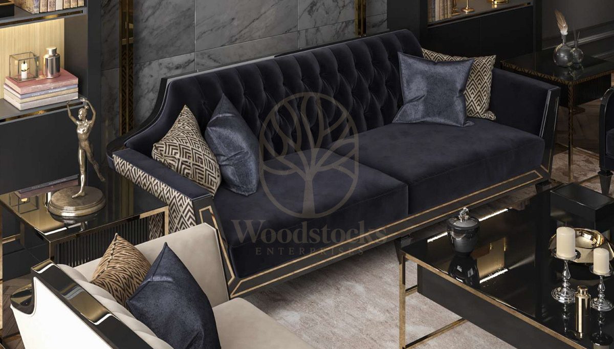 Luxury Marron Art Deco Handcrafted Teak Sofa Set, Saharanpur, view 3