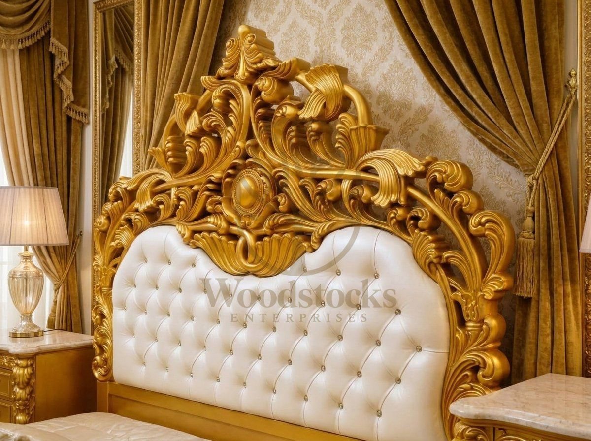 Maharaja Royal Carved Tufted King Bed, alternate view