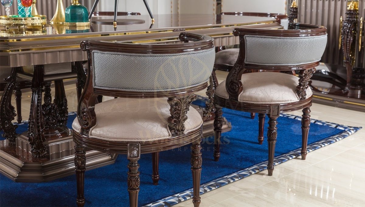 Royal Delano Hand Carved Teak Dining Table Set, Saharanpur, view 4