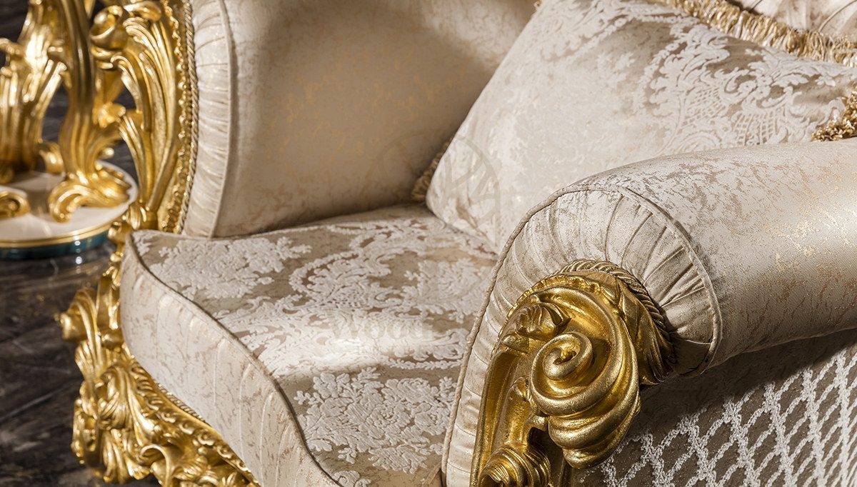 Royal Zumra Gold Leaf Hand Carved Teak Sofa Set, Saharanpur, view 5