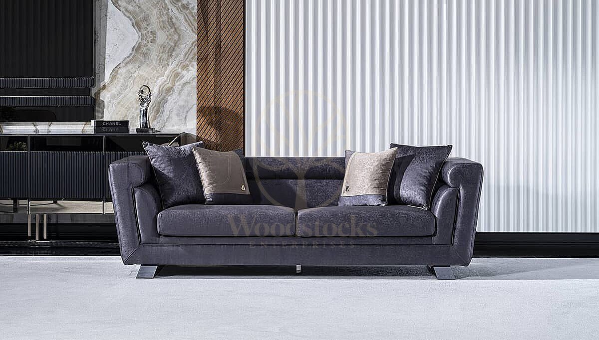 Luxury Savena Anthracite Handcrafted Teak Sofa Set, Saharanpur, view 4