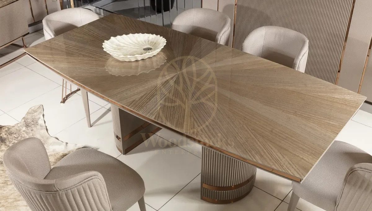 Luxury Monna Handcrafted Teak Dining Table Set, Saharanpur, view 7
