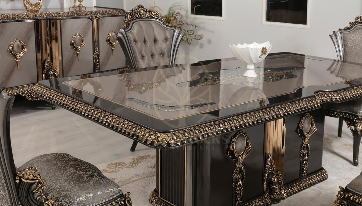 Royal Whiteit Hand Carved Teak Dining Table Set, Saharanpur, view 4
