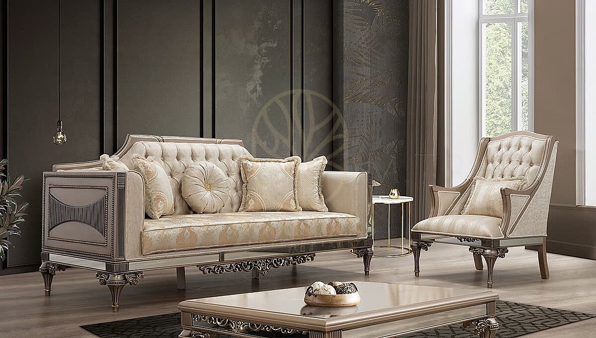 Luxury Cevano Cream Handcrafted Teak Sofa Set, Saharanpur, view 2