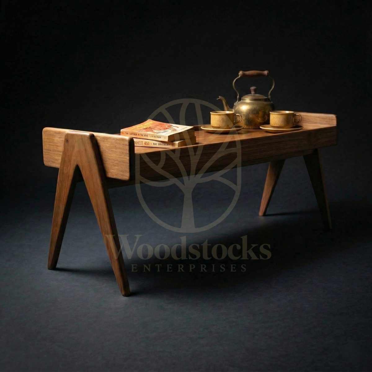Luxury Teak Compass-Leg Tray Table, Saharanpur, Center Table
