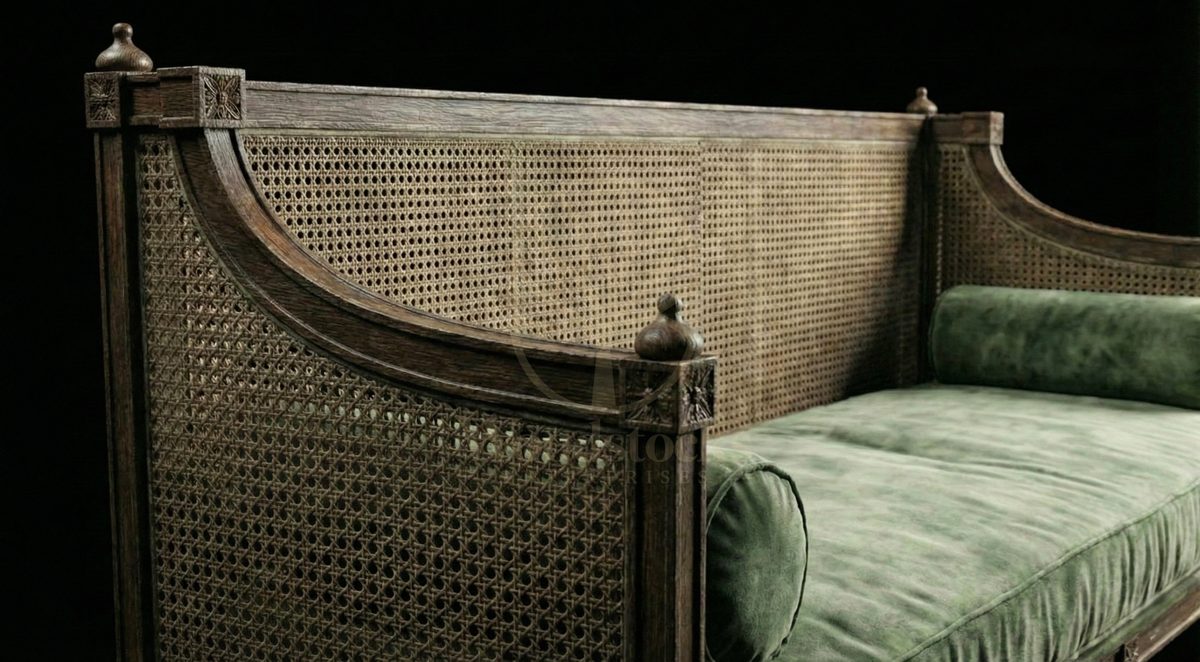 Luxury Teak Chowringhee Cane-Back Day Bed, Saharanpur, view 2