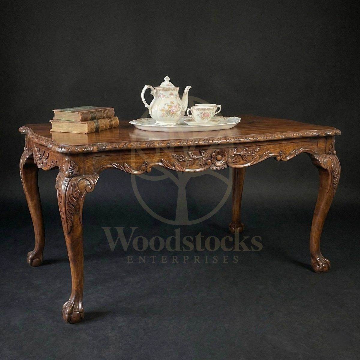Royal Hand Carved Teak Bourne Park Rococo Table, Saharanpur, Center Table