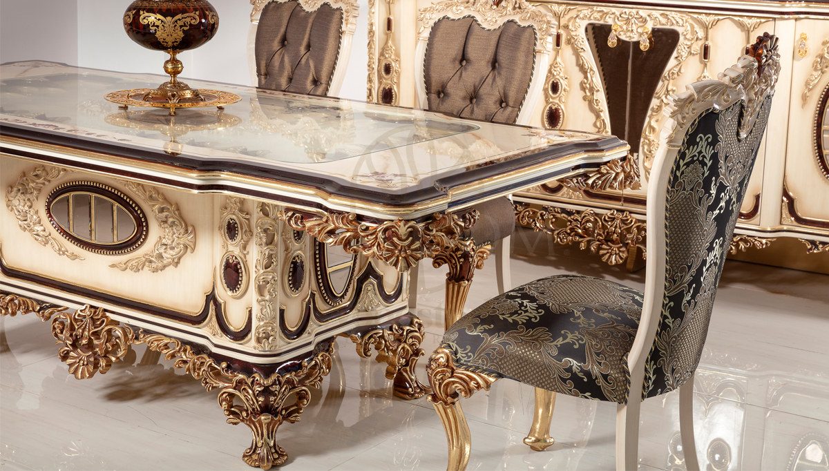 Royal Zenin Hand Carved Teak Dining Table Set, Saharanpur, view 4