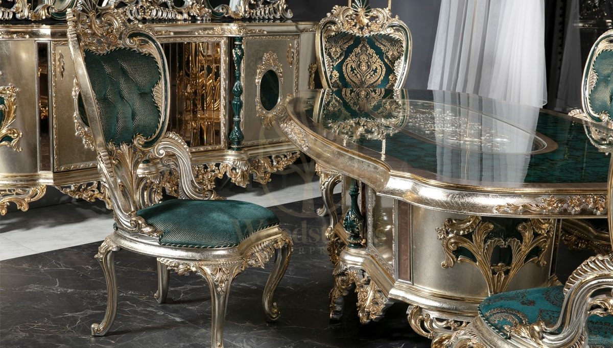 Royal Lapseki Hand Carved Teak Dining Table Set, Saharanpur, view 4