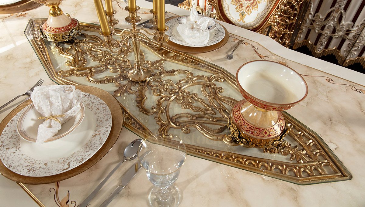 Royal Hurrem Hand Carved Teak Dining Table Set II, Saharanpur, view 5