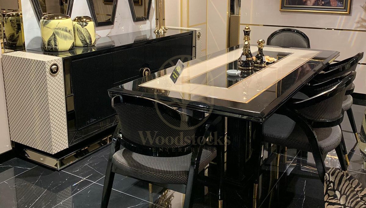 Luxury Matris Handcrafted Teak Dining Table Set, Saharanpur, view 5