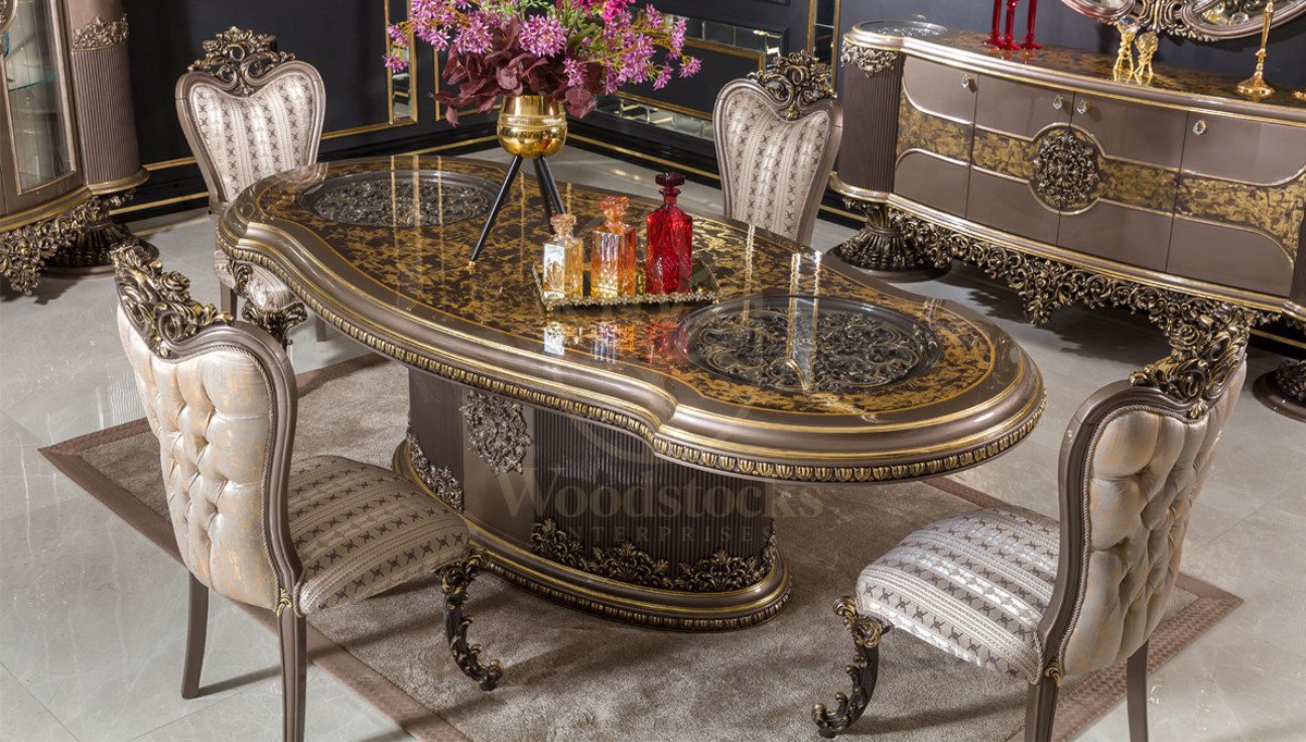 Royal Neova Brown Hand Carved Teak Dining Table Set, Saharanpur, view 5