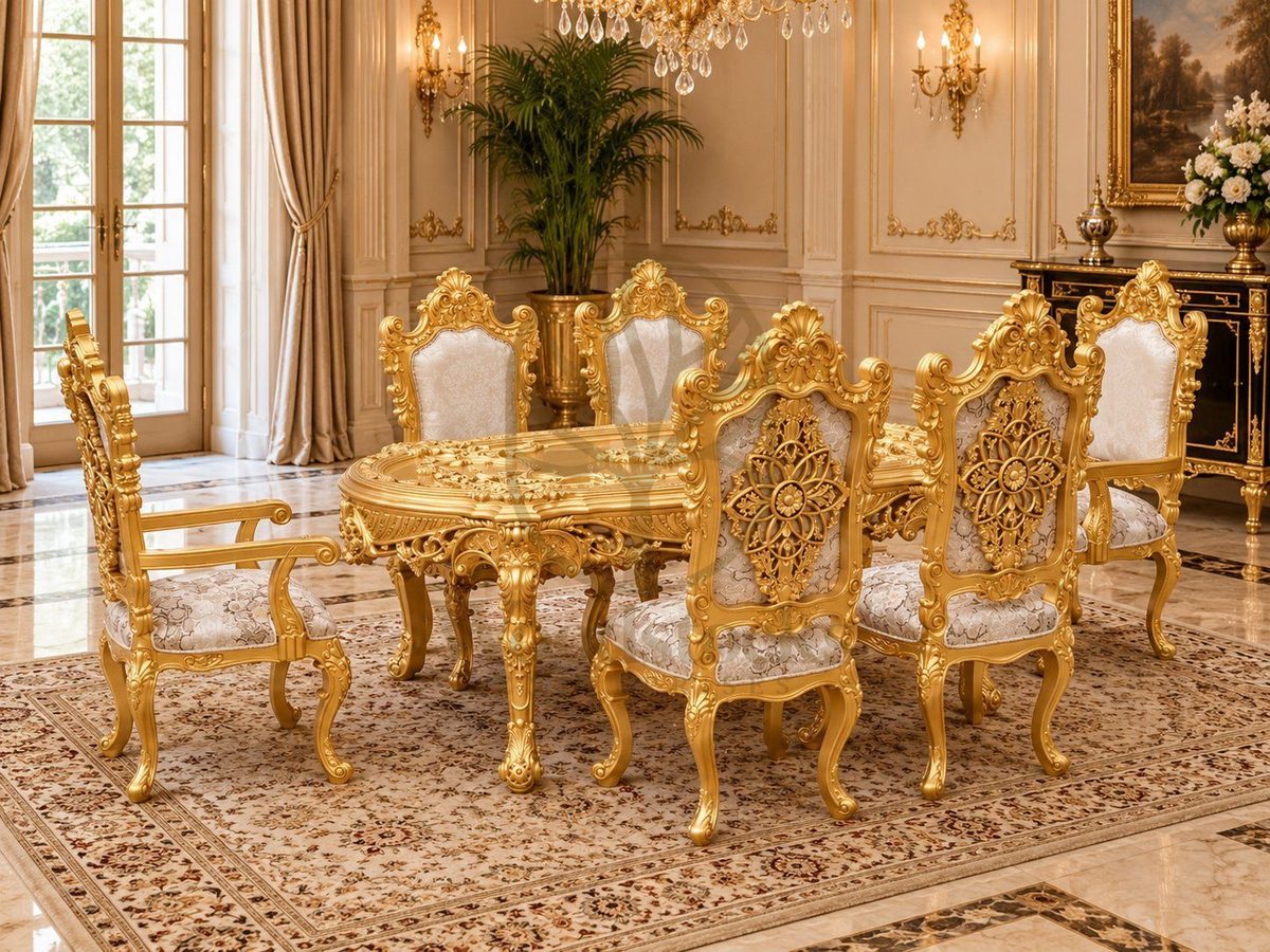 Luxury Hand-Carved Teak Dining Table, alternate view