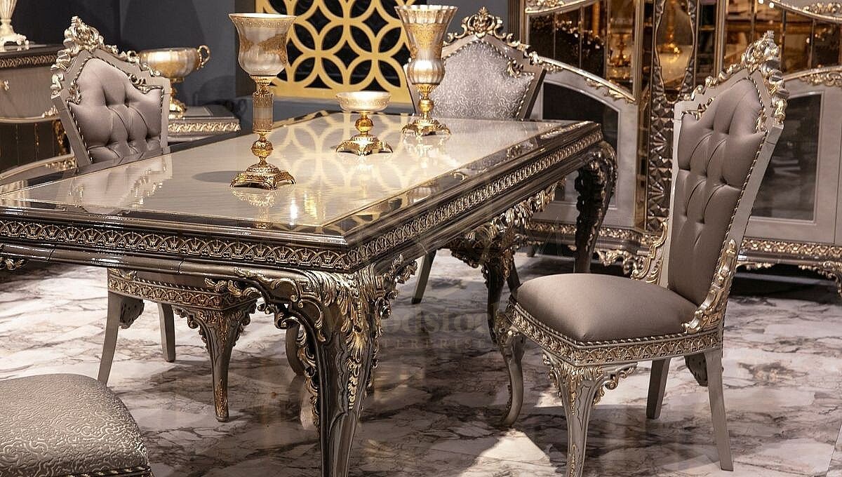 Royal Lotusa Hand Carved Teak Dining Table Set, Saharanpur, view 4