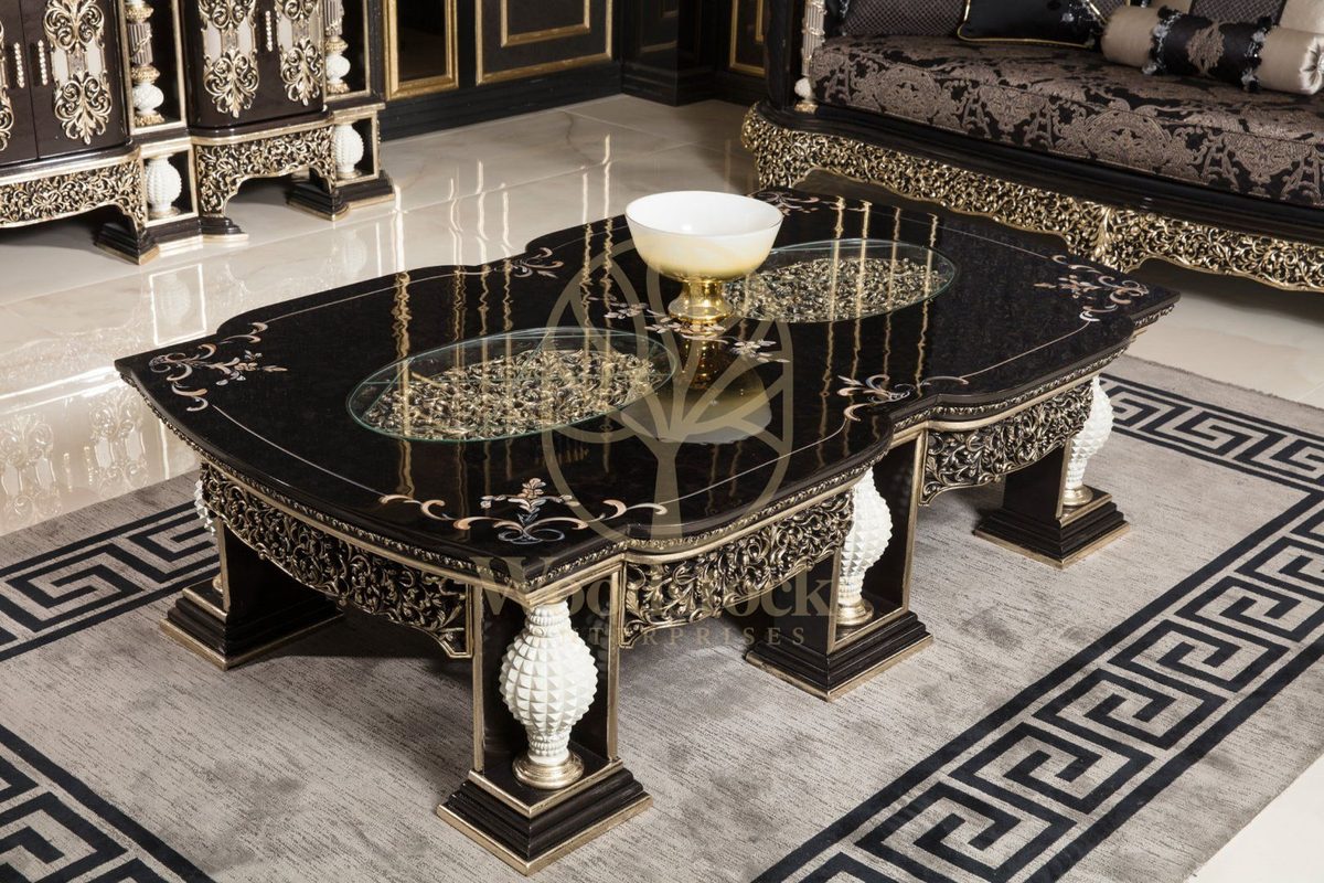 Teak Monaco Charcoal and Gold Center Table, Center Table