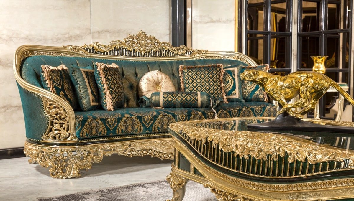 Royal Ofelya Green Hand Carved Teak Sofa Set, Saharanpur, view 10