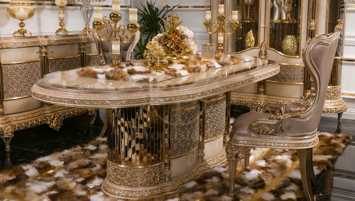 Royal Dining Velvet Hand Carved Teak Dining Table Set, Saharanpur, view 5