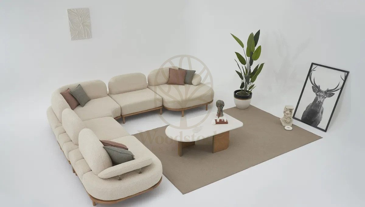 Luxury Avenzo Handcrafted Teak L-Shape Sofa, Saharanpur, view 2