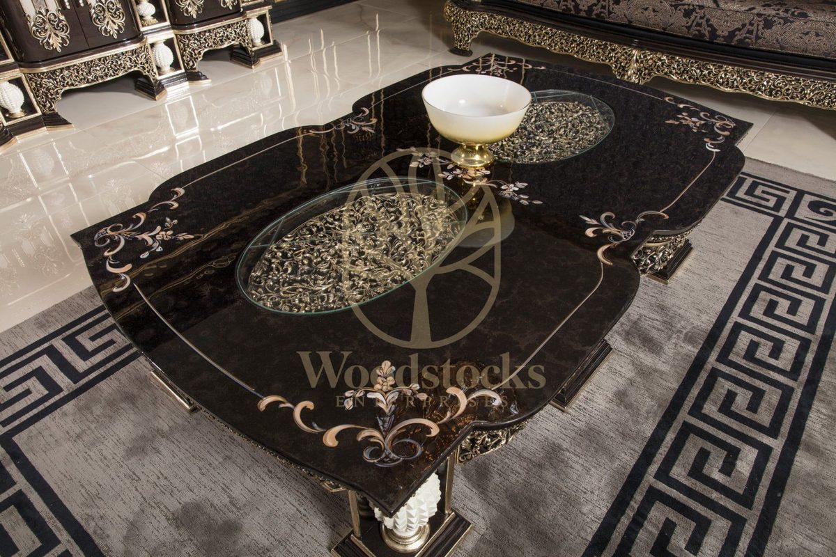 Teak Monaco Charcoal and Gold Center Table, view 3