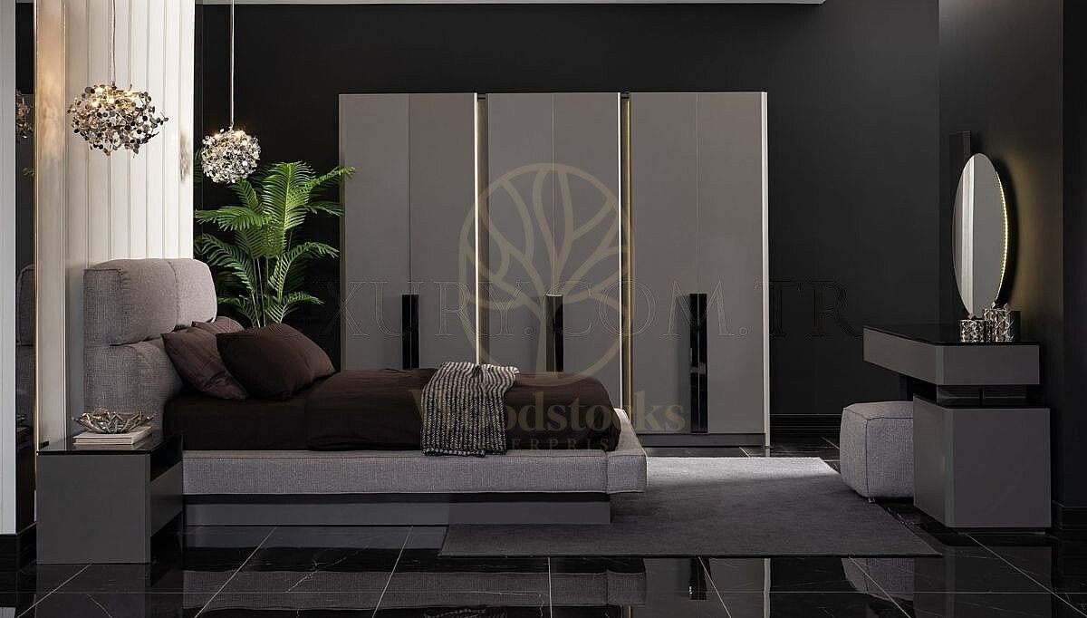 Luxury Noren Grey Anthracite Handcrafted Teak King Size Bed, Saharanpur, King Size Bed