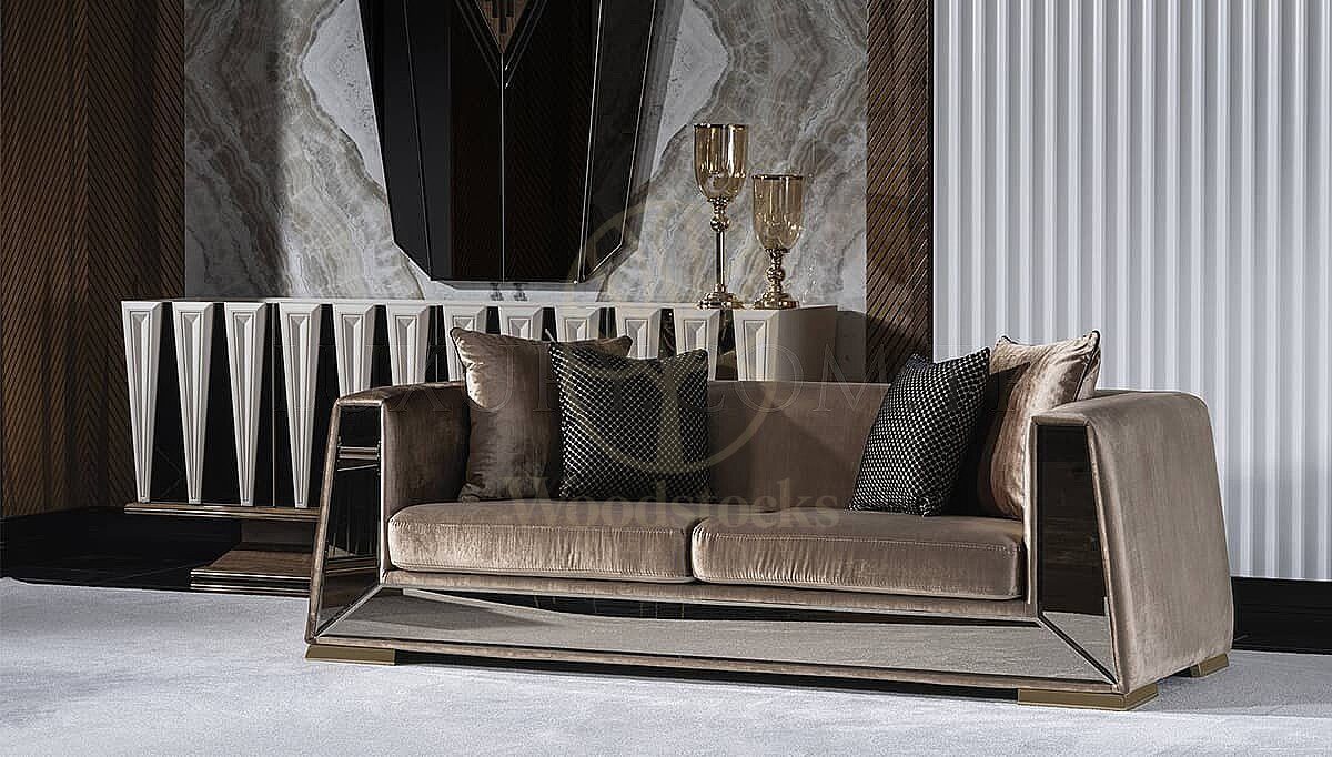 Luxury Lumira Art Deco Handcrafted Teak Sofa Set, Saharanpur, view 2