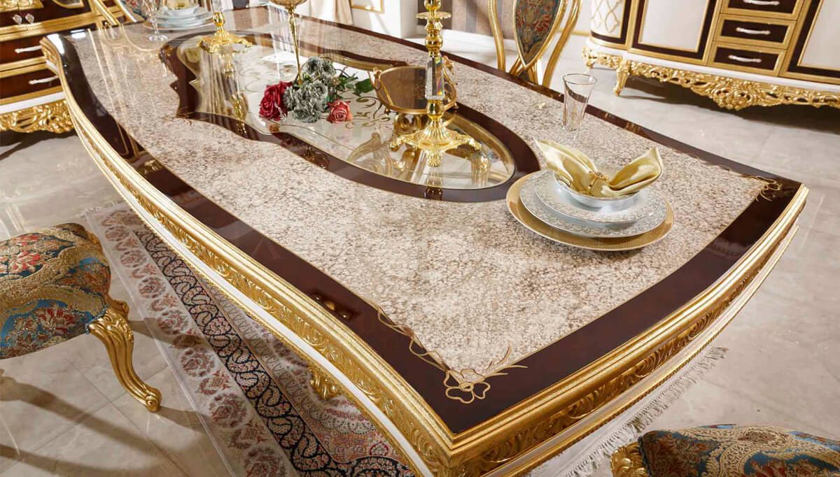 Royal Sultanahmet Hand Carved Teak Dining Table Set II, Saharanpur, view 3