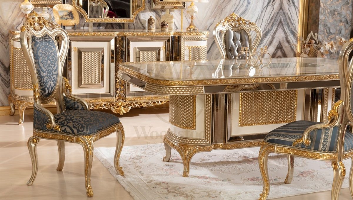 Royal Elmas Hand Carved Teak Dining Table Set, Saharanpur, view 2