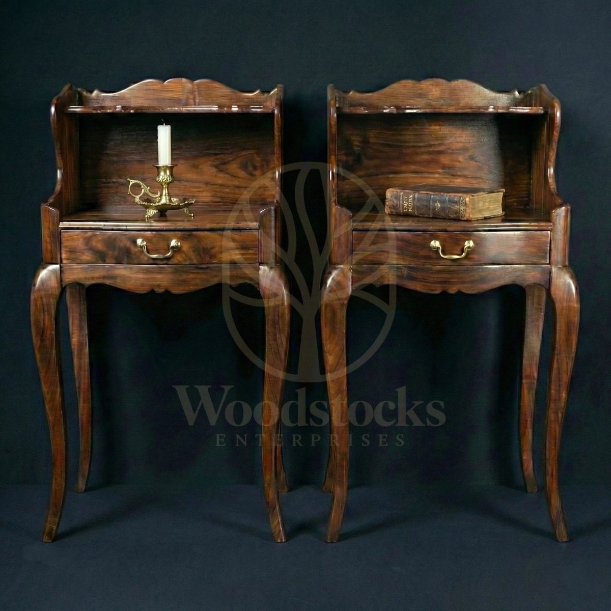 Royal Teak Rouen Provincial Bedside Cabinets, Saharanpur, Side Table / Nightstand