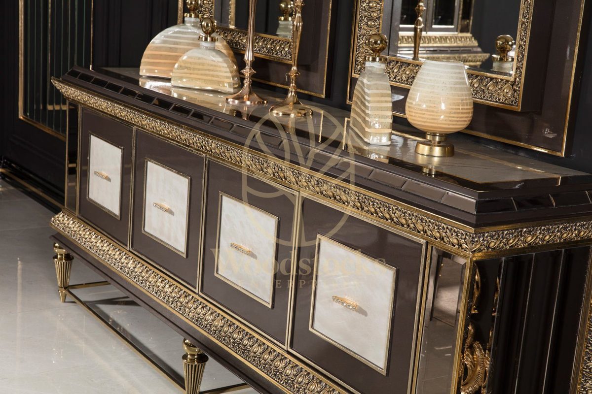 Teak Imperial Black and Ivory Console Table, alternate view