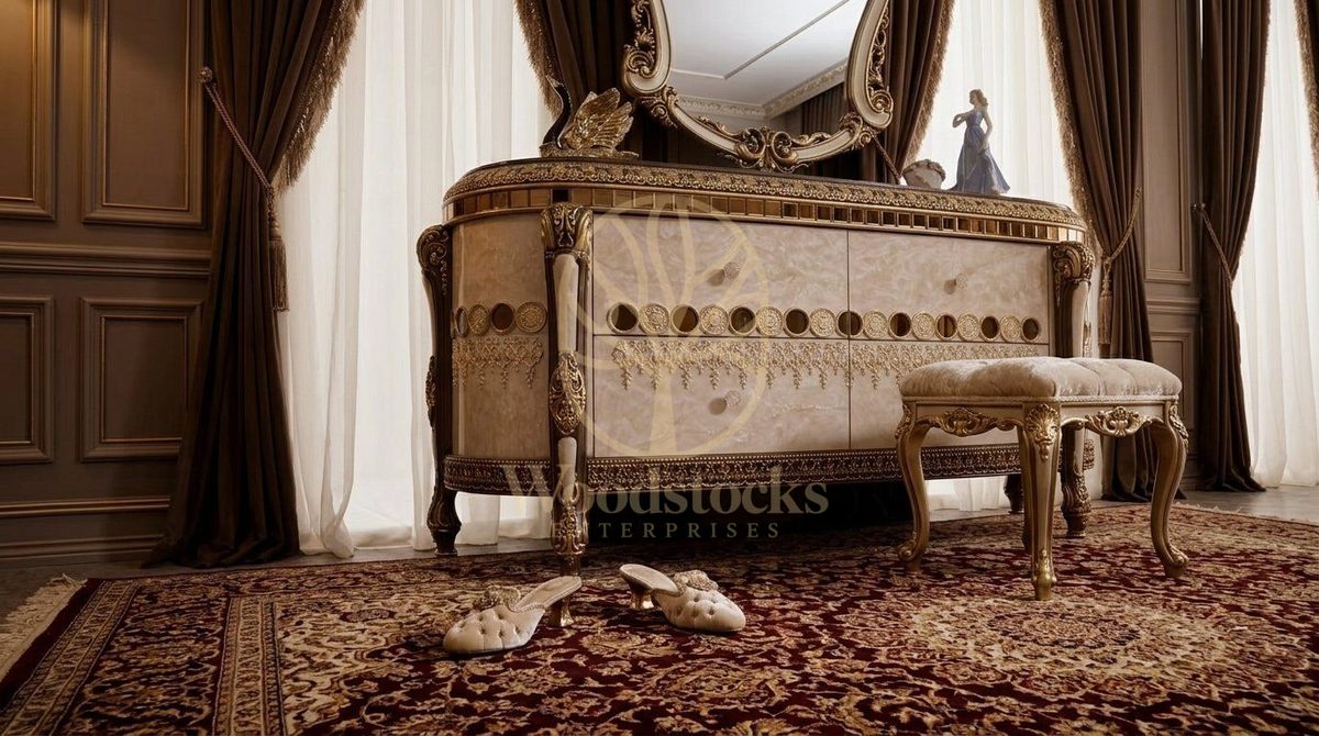 Teak Ornate Marbled Ivory Dressing Table II, view 2