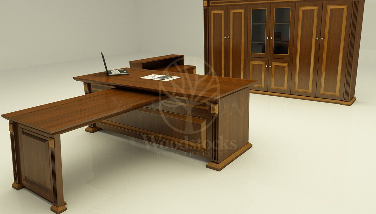 Royal Norassa Bronze Hand Carved Teak Office Table, Saharanpur, view 2