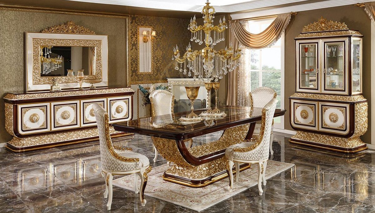 Royal Oxford Hand Carved Teak Dining Table Set II, Saharanpur, Dining Table