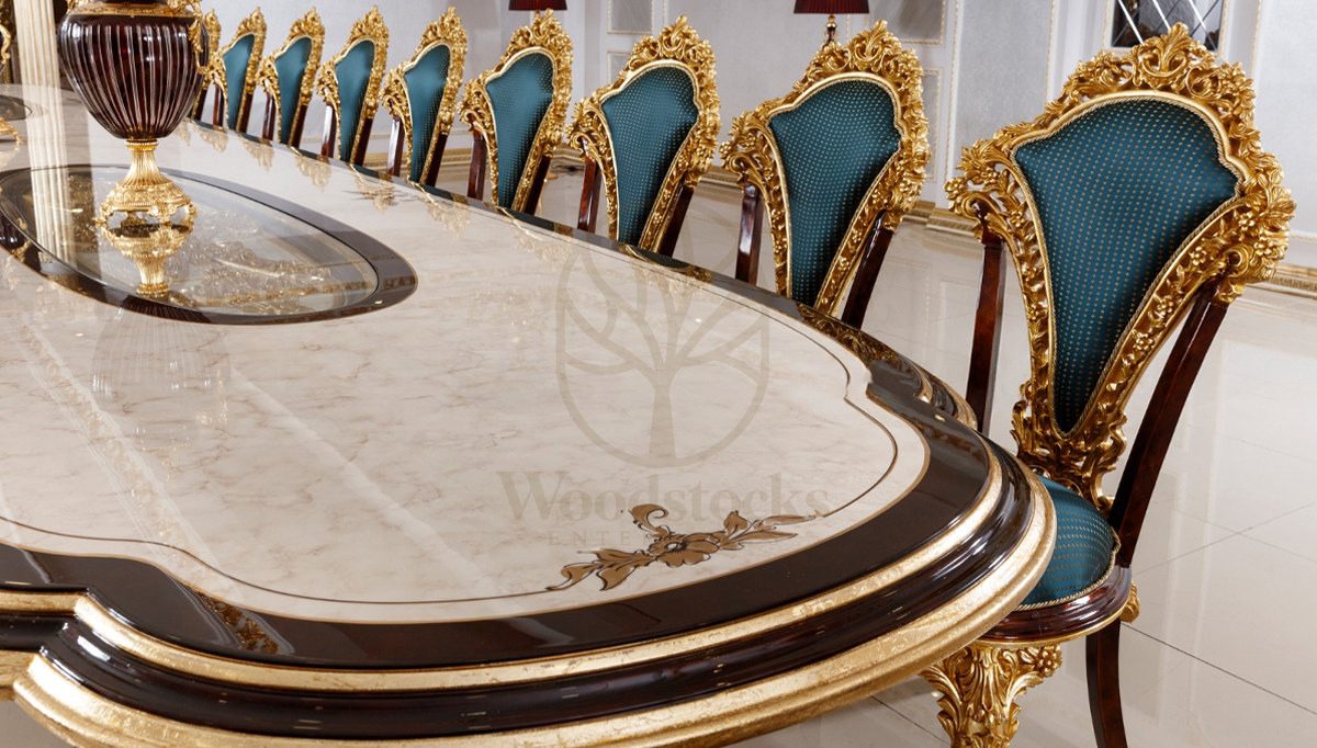 Luxury Hunkar Handcrafted Teak Dining Table Set, Saharanpur, view 5