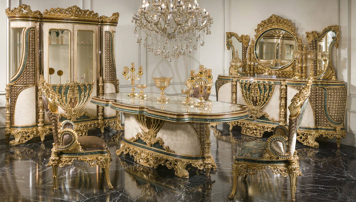 Royal Akasya Hand Carved Teak Dining Table Set, Saharanpur, Dining Table